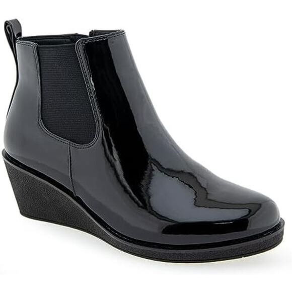 Aerosoles Brandy ankle boots black patent leather sz 10 new - Picture 1 of 5